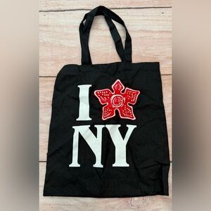 Stranger Things Experience I Love New York Black Canvas Tote Bag 14"x16" Netflix